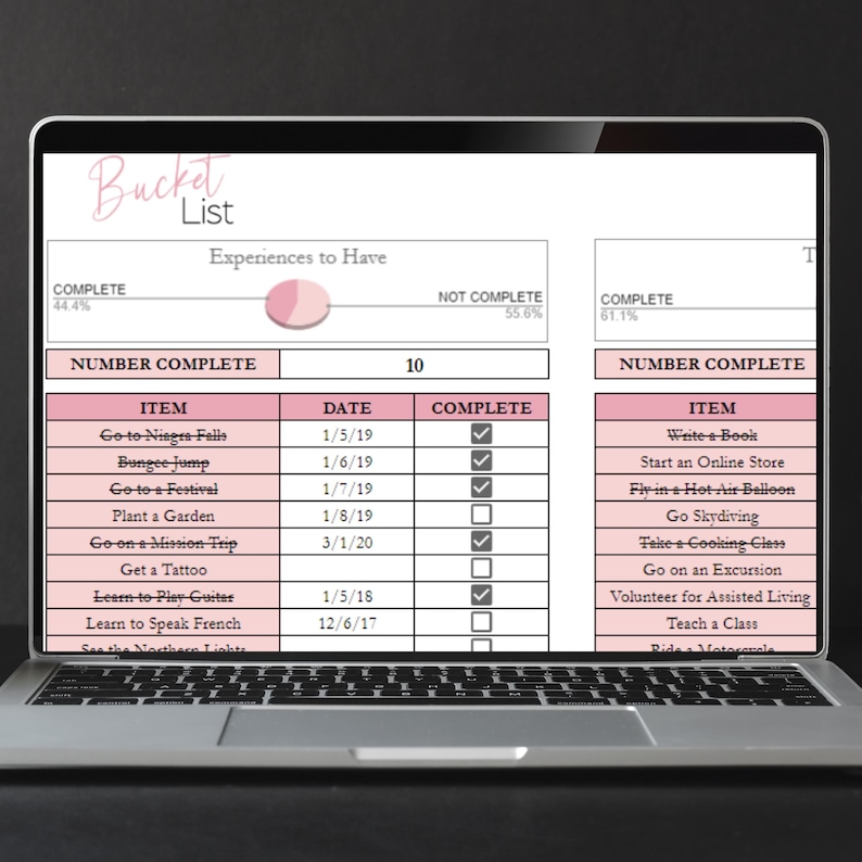Bucket List Template Excel Spreadsheet, Bucket List Journal, Bucket List Google Sheets Editable , Bucket List Planner, To Do List Digital image 10