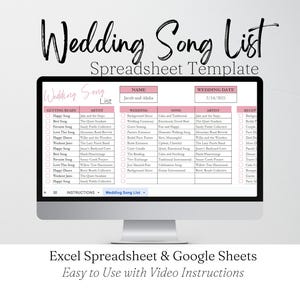 Wedding Song List Template Google Sheets, Wedding DJ Template, Wedding Music Playlist, Music Guide Excel Spreadsheet Wedding Music Checklist
