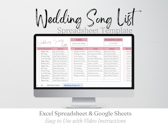 Wedding Song List Template Google Sheets, Wedding DJ Template, Wedding Music Playlist, Music Guide Excel Spreadsheet Wedding Music Checklist