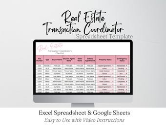 Real Estate Transaction Coordinator Checklist, Realtor Transaction Checklist, Transaction Coordinator Tracker, Coordinator Templates Log