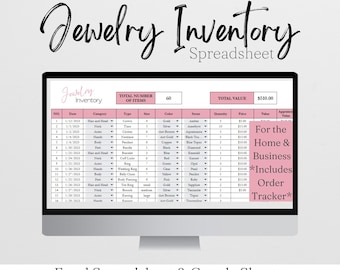 Jewelry Inventory Tracker, Jewelry Making Planner List Excel Spreadsheet Log Jewelry Inventory Checklist Home Jewelry Business Google Sheets