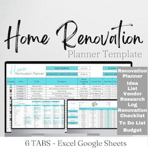 Home Remodel Planner, Remodeling Budget, Home Project Interieurontwerp Google Spreadsheets, Home Building, Huisprojectplanning Excel-spreadsheet