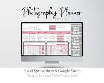 Photography Business Planner Bundle Spreadsheet Template, Photographer Business Templates, Photography Business Tracker, Appointment Client