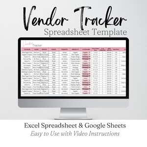Vendor Tracker Template, Supplier Contact List, Supply Tracking Sheet, Supplier List, Supplier Tracker, Wholesale Vendors List Spreadsheet