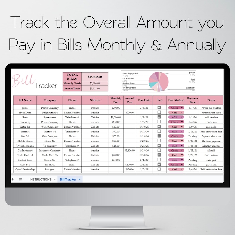 Bill Tracker Excel Spreadsheet, Monthly Bill Tracker Google Sheets, Cute Bill Payment Tracker, Personal Finance Bill Organizer Monthly Bills image 6