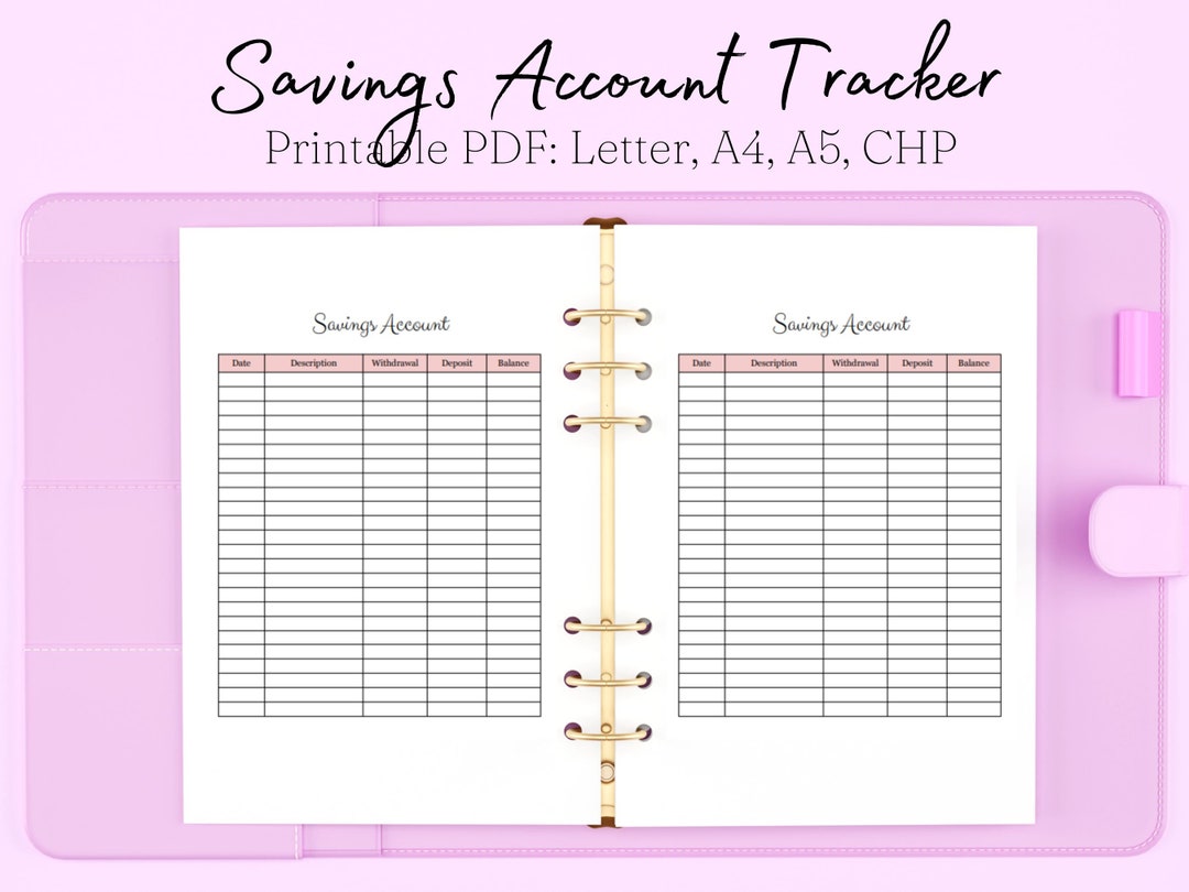 Savings Account Template Printable, Savings Account Printable, Savings ...