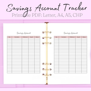 Savings Account Template Printable, Savings Account Printable, Savings ...
