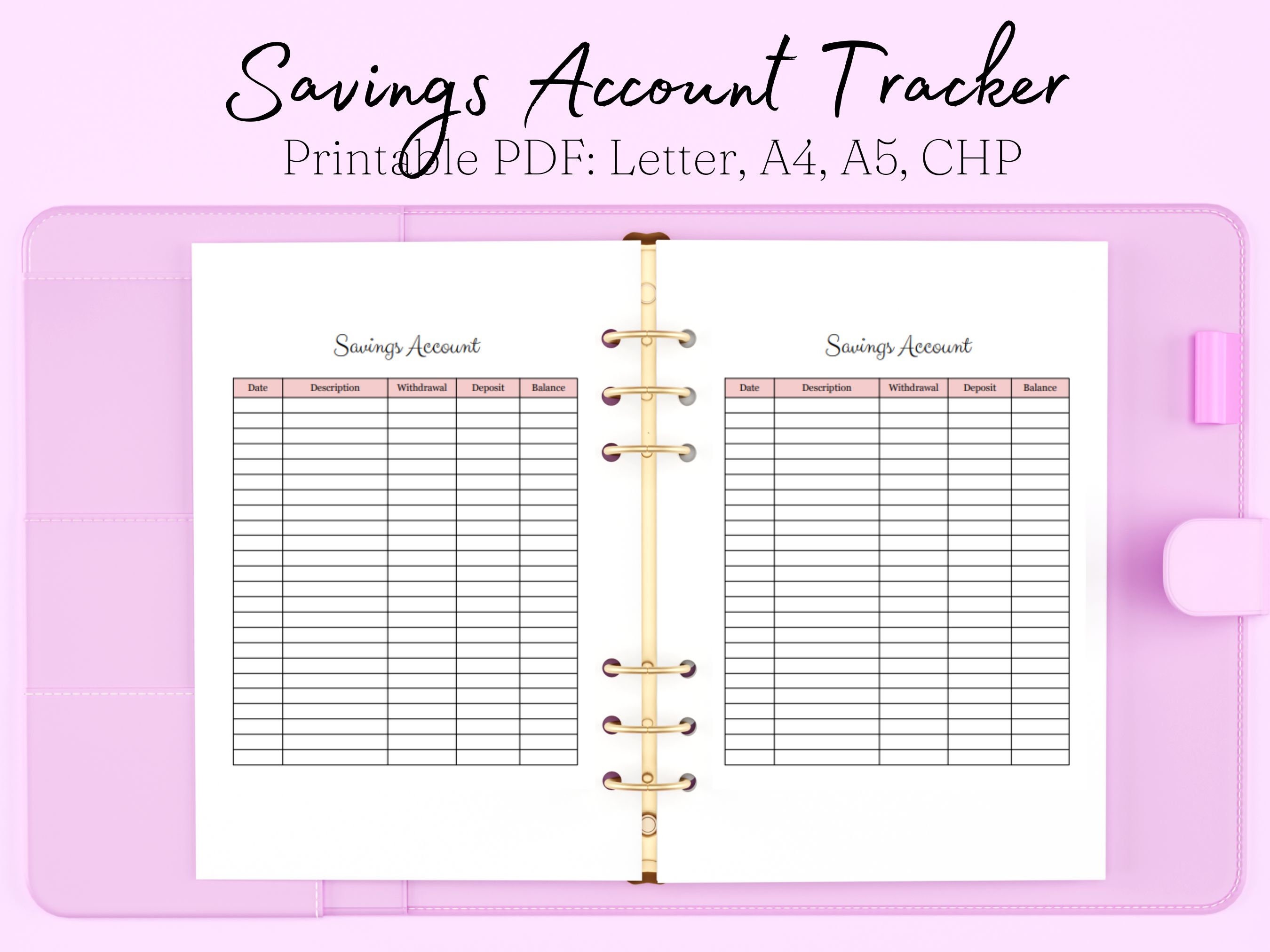 Savings Account Template Printable, Savings Account Printable, Savings ...