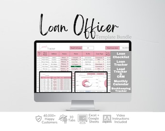 Loan Officer Template Spreadsheet Bundle, Loan Checklist Template Google Sheets, Mortgage Broker Mortgage Pipeline Tracker Excel CRM Planner
