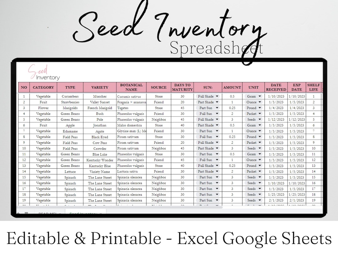Seed Inventory Tracker, Garden Seeds Organization, Seed Starting, Seed ...