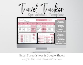 Travel Planner Template, Travel Tracker, Family Trip Planner Google Sheets, Vacation Planner, Travel Organizer Excel Spreadsheet