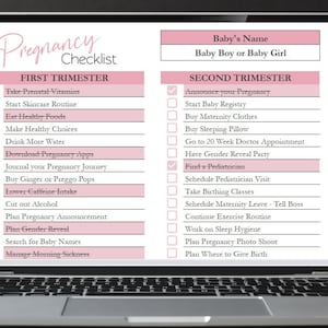 Pregnancy Checklist by Trimester Google Sheets, Pregnancy Planner, First Second Third Trimester Pregnant List, New Mom to Be Tracker Baby image 8