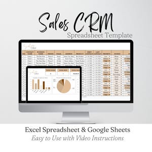 Plantilla de CRM de ventas en Excel, Hoja de cálculo de Google para CRM, Plantilla de CRM, Excel, Hoja de cálculo de Google para CRM de gestión de clientes, Hoja de gestión de relaciones con los clientes