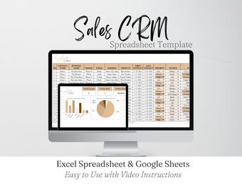 CRM Template Excel Spreadsheet | Customer Relationship Management Tracker | Client Database, Sales Pipeline & Lead Tracker