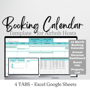 Reservation Template, Business Calendar, Appointment Tracker, Host, Rental Management Excel Spreadsheet, Google Sheets