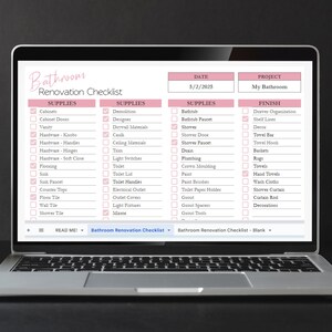 Bathroom Renovation Checklist Google Sheets, Bathroom Remodel Check List Excel Spreadsheet, Home Bath Remodel Guide Planner Template image 10