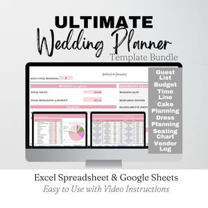 Wedding Planner Spreadsheet Excel Google Sheets, Ultimate Wedding Planner All in One Wedding Planning, Wedding Budget Spreadsheet Guest List