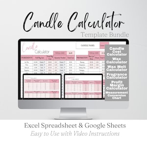 Candle Calculator Spreadsheet Template Google Sheets, Fragrance Calculator, Wax Calculator, Candle Making, Candle Business, Candle Pricing
