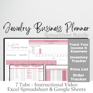 Jewelry Business Planner Template Google Sheets, Jewelry Business  Bookkeeping Templates, Excel Planning Bundle, Google Sheets Business