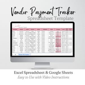 Vendor Payment Tracker Template Google Sheets, Wedding Vendor Payment Tracking Sheet Excel Spreadsheet, Vendor Payment Log Event Planning