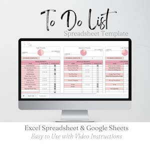 Modello di foglio di calcolo Excel per la lista delle cose da fare - Excel + Fogli Google, download digitale per la pianificazione delle attività