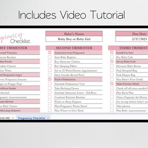 Pregnancy Checklist by Trimester Google Sheets, Pregnancy Planner, First Second Third Trimester Pregnant List, New Mom to Be Tracker Baby image 6