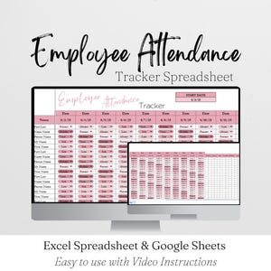 Employee Attendance Tracker Excel Spreadsheet, Human Resources Attendance Sheet, Absence Tracker, HR Templates, Employee Management Office