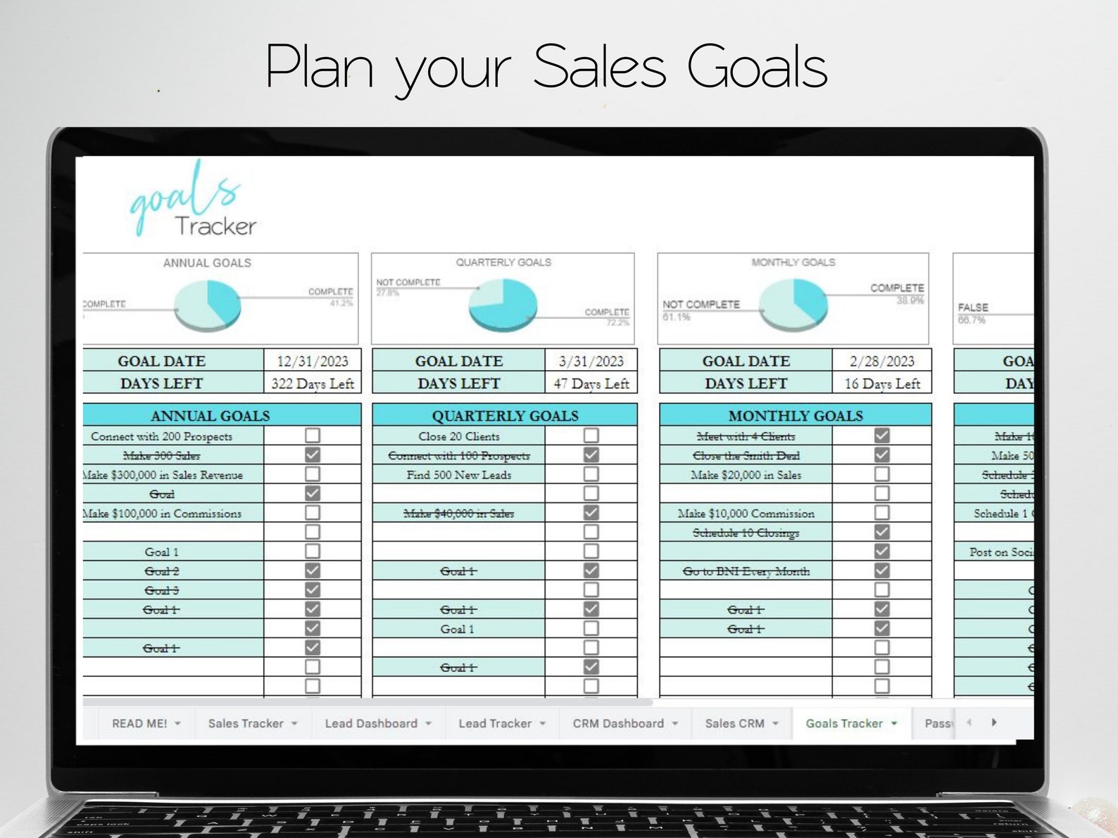 Sales Planner Template Excel Spreadsheet Sales Management Etsy