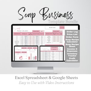 Soap Business Planner Template, Soap Maker Spreadsheet, Soap Order Form, Soap Making Business Template Google Sheets, Soap Recipe Calculator