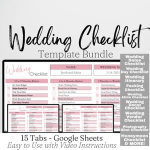 Wedding Checklist Template, Wedding Planning Checklist Google Sheet, Wedding Spreadsheet Wedding Planner Wedding Timeline Digital To Do List