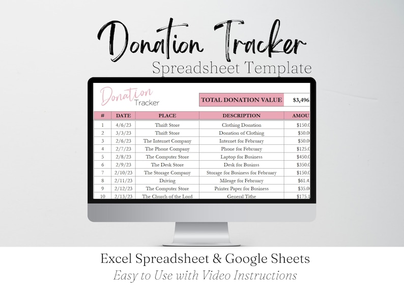 Donation Tracker Excel Spreadsheet, Donation Template Google Sheets ...
