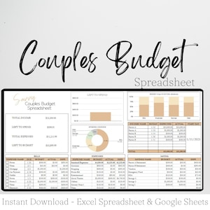 Budget Planner for Couples, Excel Budget Spreadsheet, Budget Spreadsheet for Couples, Couples Budget Google Sheet Couples Budget Spreadsheet