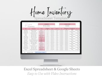 Sjabloon woninginventaris, checklist woninginventaris, spreadsheet woninginventaris Inventaris tracker Spreadsheet persoonlijke eigendommen
