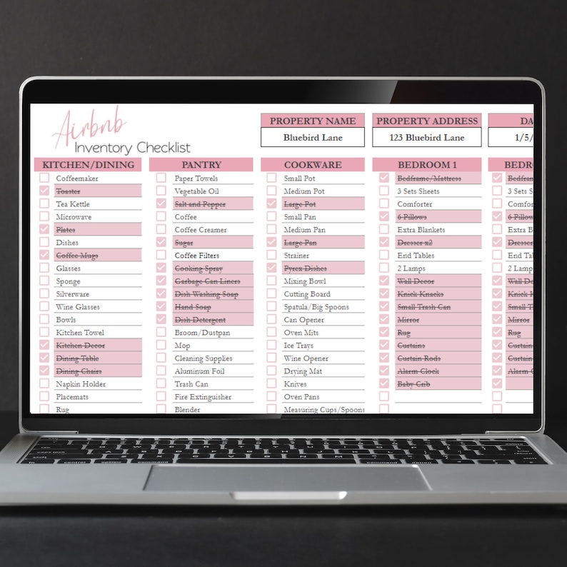 Checklist Inventory Bundle, Rental Property Furniture List, Short Term ...