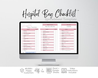 Hospital Bag Checklist for Labor and Delivery Google Sheets, New Mom Baby, Maternity Hospital Bag Essentials, Birth Bag Packing List Planner