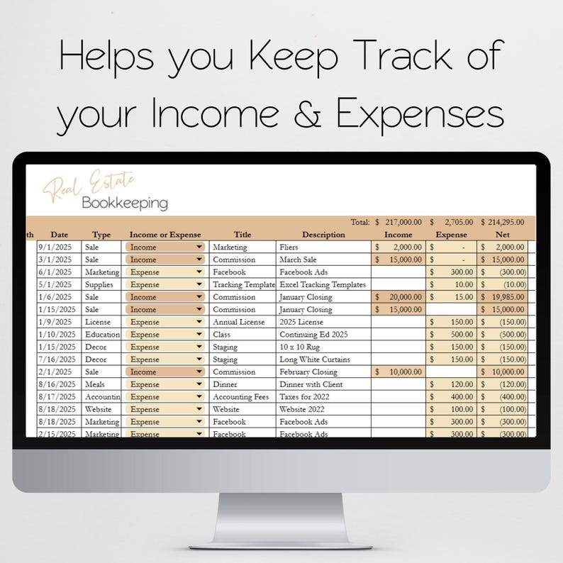 Vastgoedboekhouding, makelaarsboekhouding, inkomsten- en uitgaventracker Excel Inkomstentracker Google Spreadsheets Excel, vastgoedboekhouding afbeelding 2