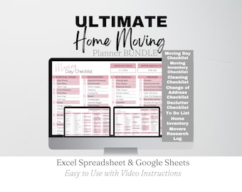 Moving Planner Checklist Bundle, Moving Template, Moving Planning, New Home Moving Day Moving Guide Excel Spreadsheet Template Google Sheets
