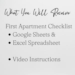 First Apartment Checklist Template Excel Spreadsheet, Our First Apartment Planner Google Sheets, Furniture Inventory, College Apartment List image 5