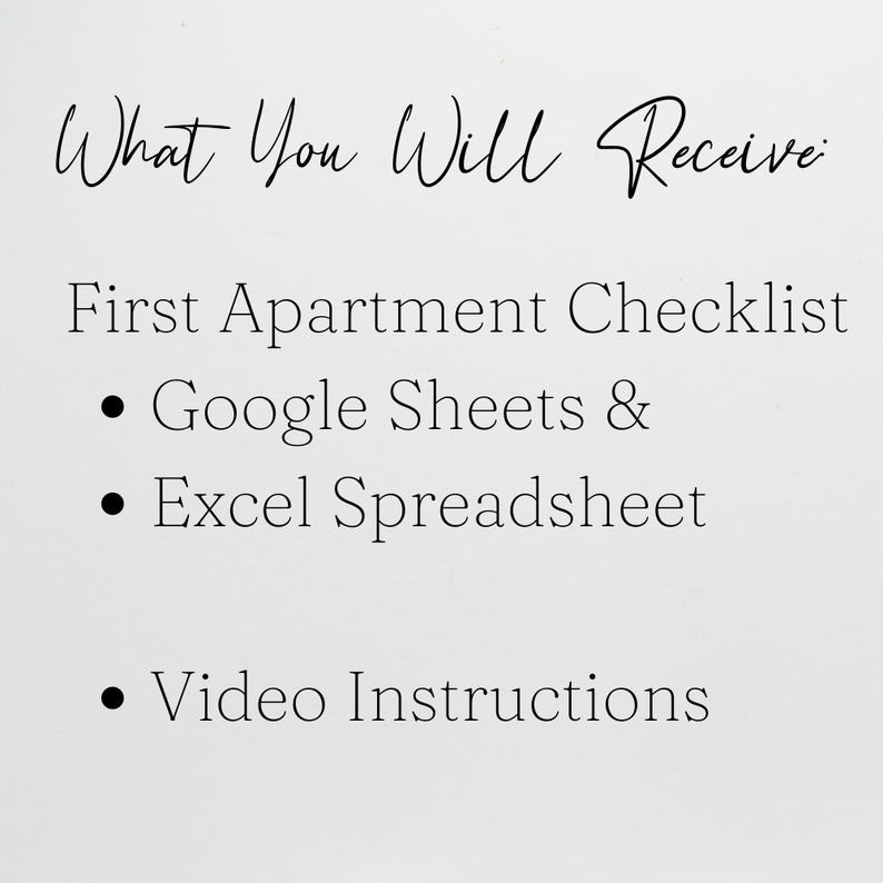 First Apartment Checklist Template Excel Spreadsheet, Our First Apartment Planner Google Sheets, Furniture Inventory, College Apartment List image 5