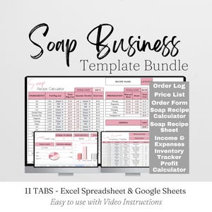 Soap Business Planner Template, Soap Maker Spreadsheet, Soap Order Form, Soap Making Business Template Google Sheets, Soap Recipe Calculator