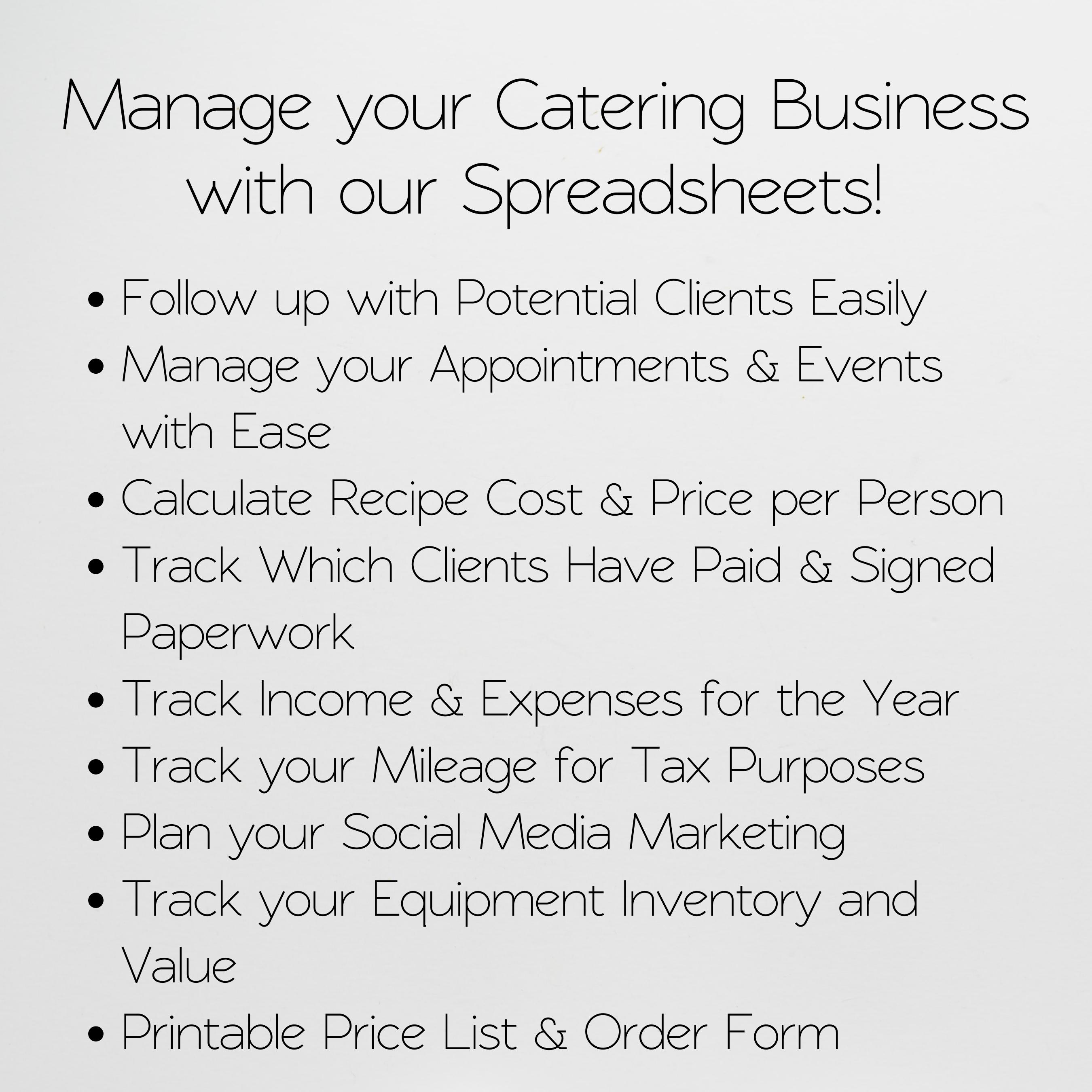 Catering Business Template Bundle Google Sheets, Food Service, Catering ...