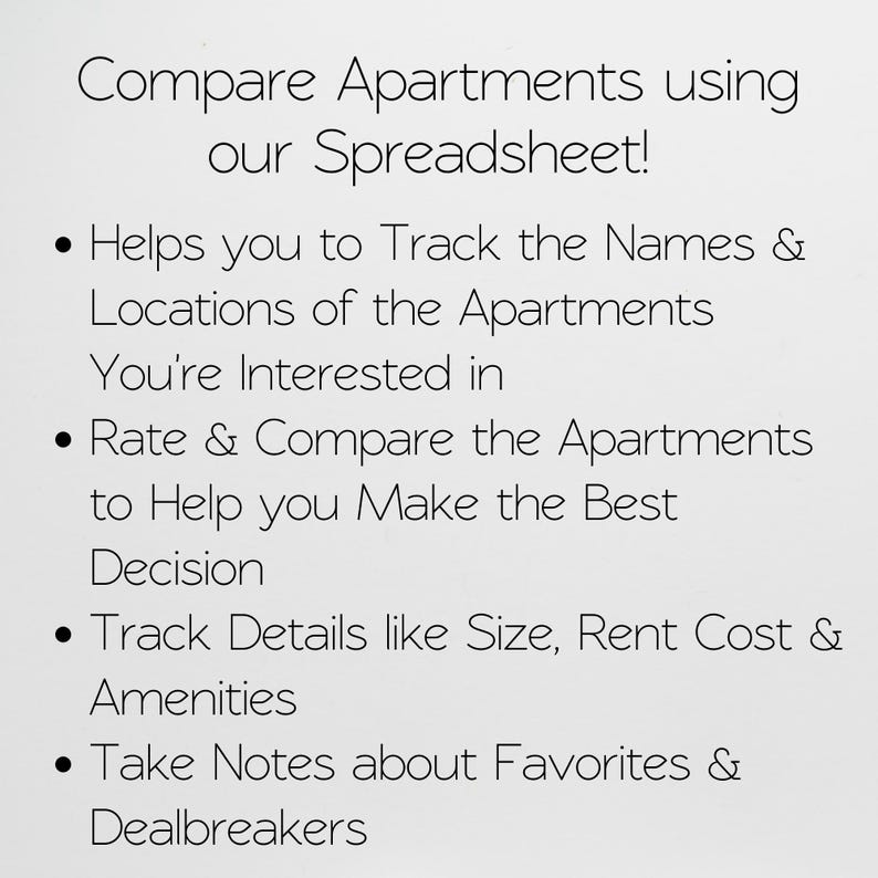 Apartment Hunting Template, Apartment Search Planner Google Sheets ...