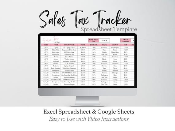 Sales Tax Tracker Spreadsheet Template, Sales Log Small Business Tax Excel Template, Accounting Template, Tax Spreadsheet Taxes Google Sheet