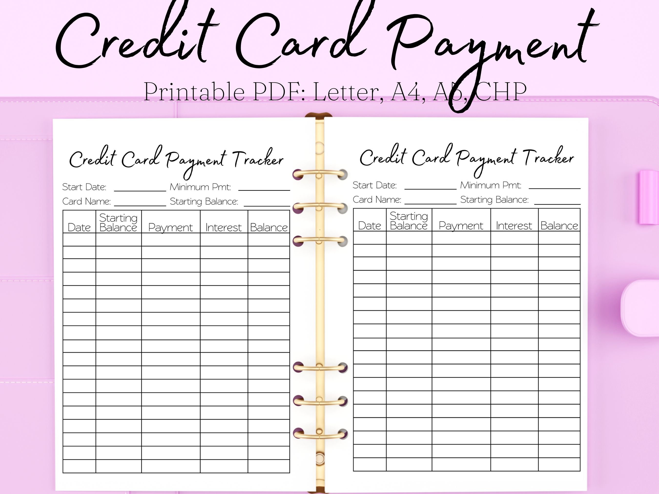 Credit card tracker printable credit card payoff tracker printable