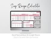 Soap Recipe Calculator, Soap Template, Soap Business Template Google Sheets, Soap Cost Calculator, Soap Making, Recipe Cost Calculator