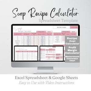 Soap Recipe Calculator, Soap Template, Soap Business Template Google Sheets, Soap Cost Calculator, Soap Making, Recipe Cost Calculator