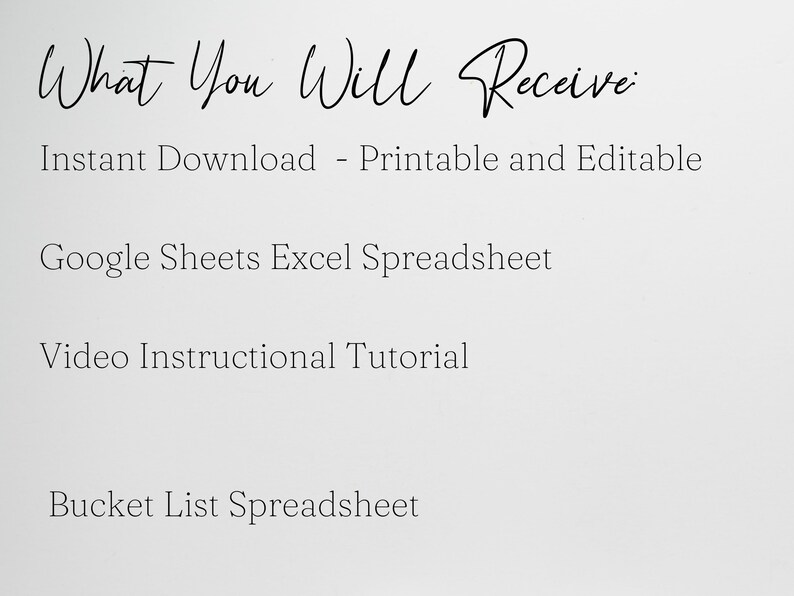 bucket-list-template-excel-spreadsheet-bucket-list-journal-etsy