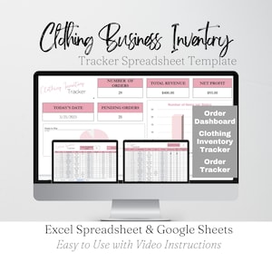 Clothing Inventory Template, Clothing Business Inventory Tracker Log, Tshirt Business, Apparel Templates, Excel Spreadsheet Google Sheet