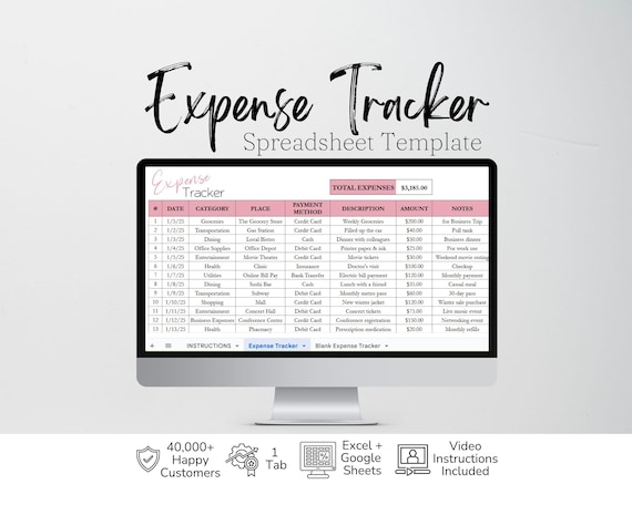 Expenses Tracker Google Sheets Template, Spending Tracker, Small Business Expense Log, Travel Expense Tracker Spreadsheet Template, Tax Prep