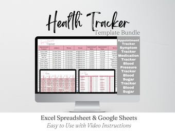 Health Tracker Template Excel Spreadsheet, Health Planner Google Sheets, Daily Wellness Planner, Medical Tracker Digital Health Journal Care